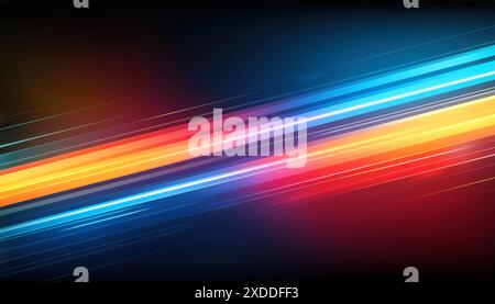 blur night colorful neon glow fast speed moving light trail motion effect abstract for background Stock Photo