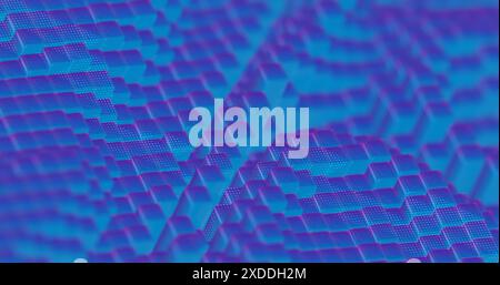 Abstract 3D Render of Neon Blue and Pink Cubes with Bright Accents - Futuristic Geometric Pattern Stock Photo