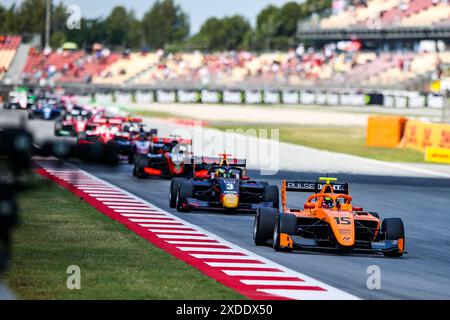 15 STENSHORNE Martinius (nor), Hitech Pulse-Eight, Dallara F3 2019, action during the 5th round of the 2024 FIA Formula 3 Championship from June 21 to 23, 2024 on the Circuit de Barcelona-Catalunya, in Montmeló, Spain - Photo Xavi Bonilla / DPPI Stock Photo