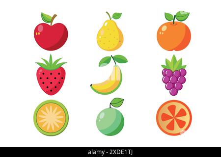 set of fruit vector illustration and eps format Stock Vector