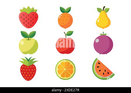 set fruit vector illustration and eps format Stock Vector