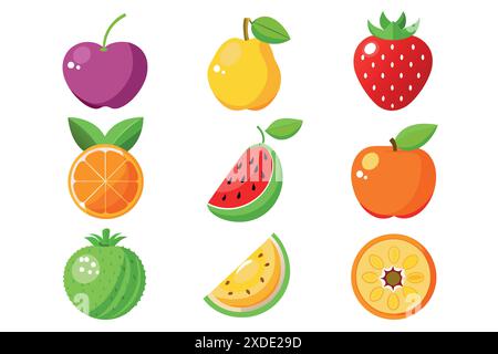 set fruit vector and eps format Stock Vector