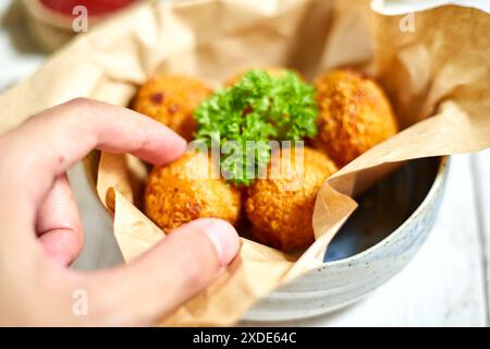 Deep fried cheese balls , selective focus Stock Photo