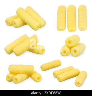 Collection of Hole corn snack isolated on white background. Stock Photo