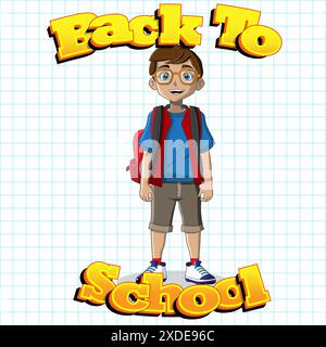 Back to School poster or banner with cartoon character simple design Stock Vector