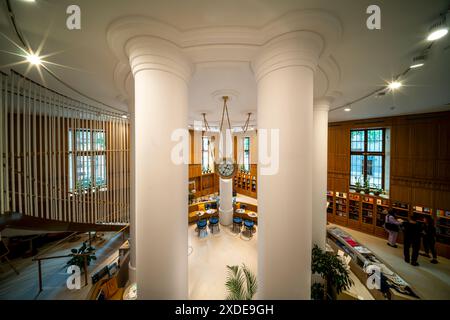 05.23.24. Budapest, Hungary. interior of the Hungaian money museum in Szell Kalman Square. Postal Palace (old post office building) Hungarian name is Stock Photo