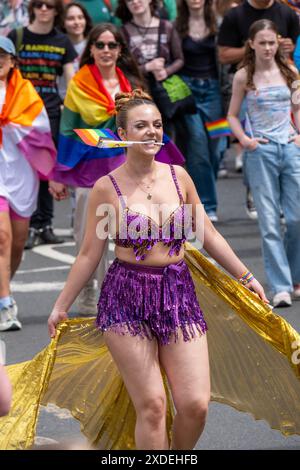 Edinburgh Pride June 22nd 2024, Edinburgh Scotland, UK. Thousands of people gather in Edinburgh to celebrate Pride Month with a march from Hollywood to the University square &copy; Credit: Cameron Cormack/Alamy Live News Stock Photo