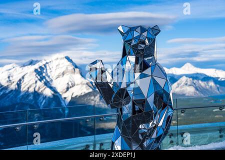 Banff Gondola station observation deck. Sulphur Mountain summit, Banff National Park, Canadian Rockies. AB, Canada. Stock Photo