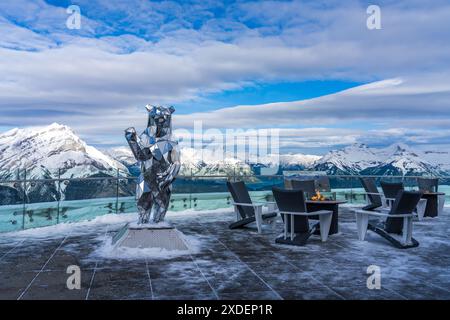 Banff Gondola station observation deck. Sulphur Mountain summit, Banff National Park, Canadian Rockies. AB, Canada. Stock Photo