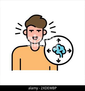 ADHD line color icon. Sign for web page, mobile app, button, logo. Vector isolated button. Editable stroke. Stock Vector
