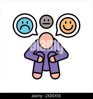Disorders in emotional development line color icon. Sign for web page, mobile app, button, logo. Vector isolated button. Editable stroke. Stock Vector