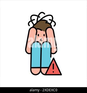 Panic disorder line black icon. Sign for web page, mobile app, button, logo. Vector isolated button. Editable stroke. Stock Vector