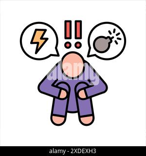 PTSD line color icon. Sign for web page, mobile app, button, logo. Vector isolated button. Editable stroke. Stock Vector