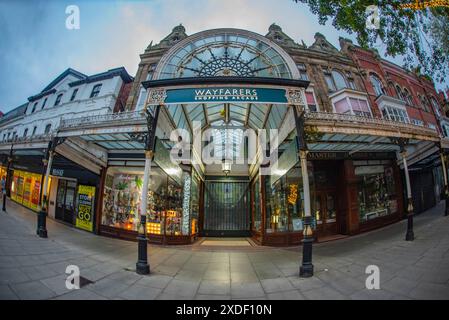 Wayfarer Shopping Arcade in Southport, UK, at night. Stock Photo