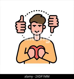Violation of self-esteem line color icon. Sign for web page, mobile app, button, logo. Vector isolated button. Editable stroke. Stock Vector