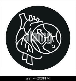 Aortic regurgitation line black icon. Sign for web page, mobile app, button, logo. Vector isolated button. Editable stroke. Stock Vector