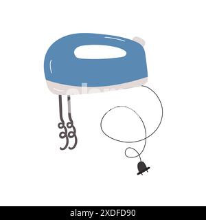 Blue Mixer Hand Drawn on White Background Stock Vector
