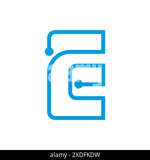 Tech Letter E Logo. Futuristic Vector Logo Template with Blue Gradient Color. Modern E letter technology logo design with gradient color vector templa Stock Vector