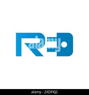 Letter RE electric plug logo template font vector image. Initial letter RE with electric plug in negative style design Stock Vector