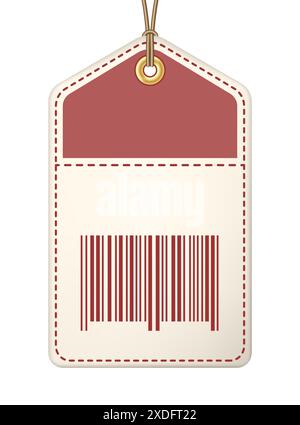 Sale tag with barcode on a string vector illustration Stock Vector