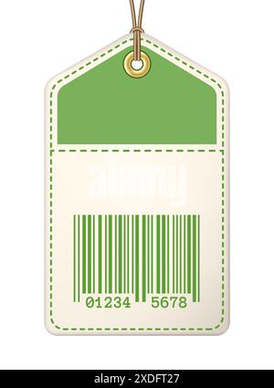 Sale tag with barcode on a string vector illustration Stock Vector