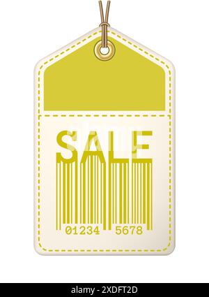 Sale tag with barcode on a string vector illustration Stock Vector