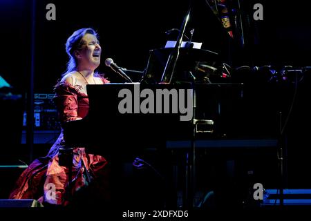 Albeniz Theatre, Madrid, Spain. 22nd June, 2024. Universal Music Festival 2024. Concert by Dulce Pontes, Portuguese fado singer and composer. Credit: EnriquePSans/Alamy Live News Stock Photo