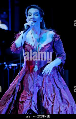 Albeniz Theatre, Madrid, Spain. 22nd June, 2024. Universal Music Festival 2024. Concert by Dulce Pontes, Portuguese fado singer and composer. Credit: EnriquePSans/Alamy Live News Stock Photo