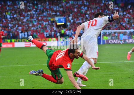 Bernardo Silva (Portugal) against Hakan Calhanoglu (Turkiye)  during  UEFA Euro 2024 - Turkiye vs Portugal, UEFA European Football Championship in Dortmund, Germany, June 22 2024 Stock Photo