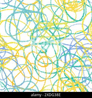Hand drawn crayon line seamless pattern. Doodle design element. Texture Stock Vector