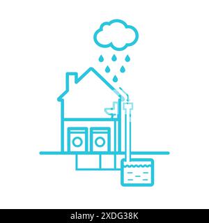 Rainwater harvesting icon. Sustainability. Isolated on white background. From blue icon set. Stock Vector