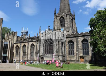 Sheffield Anglican Cathedral England The Cathedral Church of St Peter and St Paul English cathedral Grade I listed building, Sheffield city centre UK Stock Photo