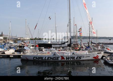 Challenge Wales, a 72-ft round-the-world yacht and the largest sail training vessel in Wales UK Moored At Cardiff Bay summer festival British coast Stock Photo