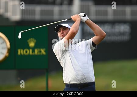 Saturday June 22, 2024: Scottie Scheffler watches his tee shot on the ...