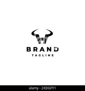 Letter H with Horn Logo Design. The Power and The Wild Symbol In A Horned Letter H Logo Design. Stock Vector