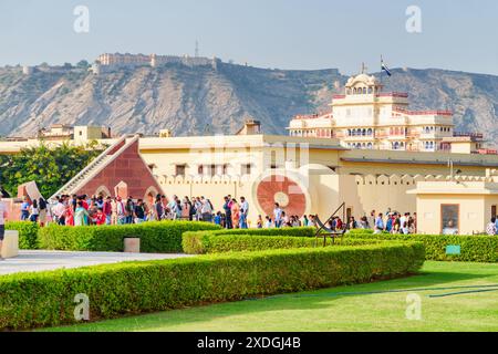 Jaipur, India - 11 November, 2018: Awesome view of scenic garden at the Jantar Mantar. Stock Photo