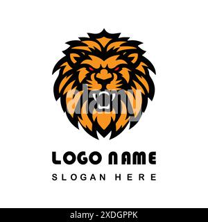 Angry Lion Face Logo With Vector File Stock Vector