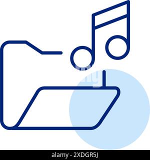 Music library folder. Media storage and sharing. Sound directory. Pixel perfect, editable stroke icon Stock Vector