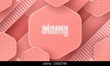 Elegant Abstract Geometric Background in Soft Coral Tones Stock Vector