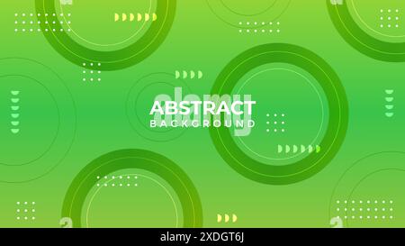 Green Abstract Background Featuring Circles and Geometric Patterns Stock Vector