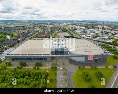 Aerial view of Aerial view of The Commonwealth Arena and Sir Chris Hoy Velodrome or Emirates Arena Glasgow, Scotland ,UK Stock Photo