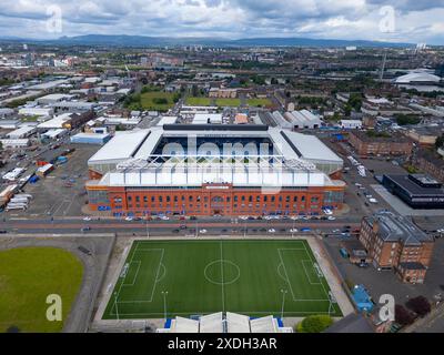 Aerial view of Ibrox Park football stadium home of Rangers FC at Ibrox Glasgow, Scotland, UK Stock Photo