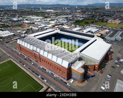 Aerial view of Ibrox Park football stadium home of Rangers FC at Ibrox Glasgow, Scotland, UK Stock Photo