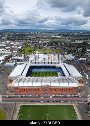 Aerial view of Ibrox Park football stadium home of Rangers FC at Ibrox Glasgow, Scotland, UK Stock Photo