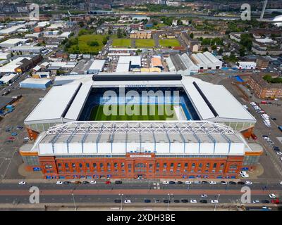 Aerial view of Ibrox Park football stadium home of Rangers FC at Ibrox Glasgow, Scotland, UK Stock Photo