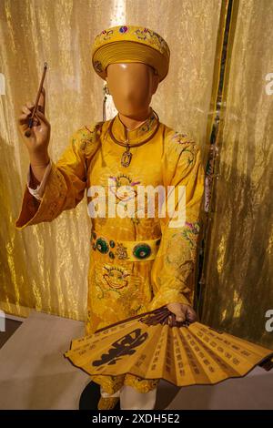 Hanoi, Vietnam - 29 Jan, 2024: Traditional textiles and dresses on display at the Vietnames Womens Museum, Hanoi Stock Photo