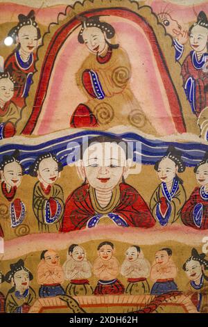 Hanoi, Vietnam - 29 Jan, 2024: Traditional artwork on display at the Vietnamese Womens Museum, Hanoi Stock Photo