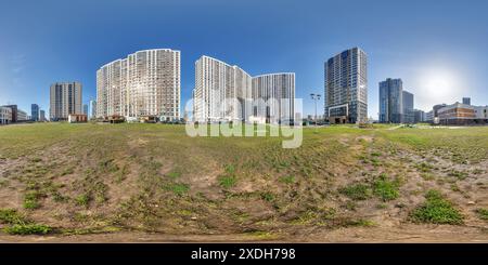 360° view of hdri panorama 360 near skyscraper multistory buildings of ...