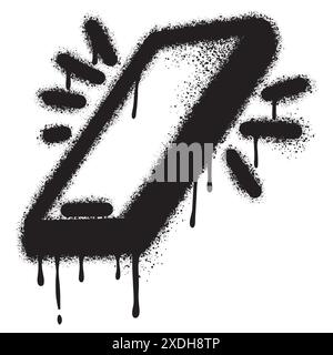 Spray Painted Graffiti Mobile phone isolated with a white background. Vector design street art.EPS 10. Stock Vector