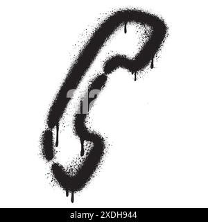 Spray Painted Graffiti phone icon Sprayed isolated with a white background. Stock Vector